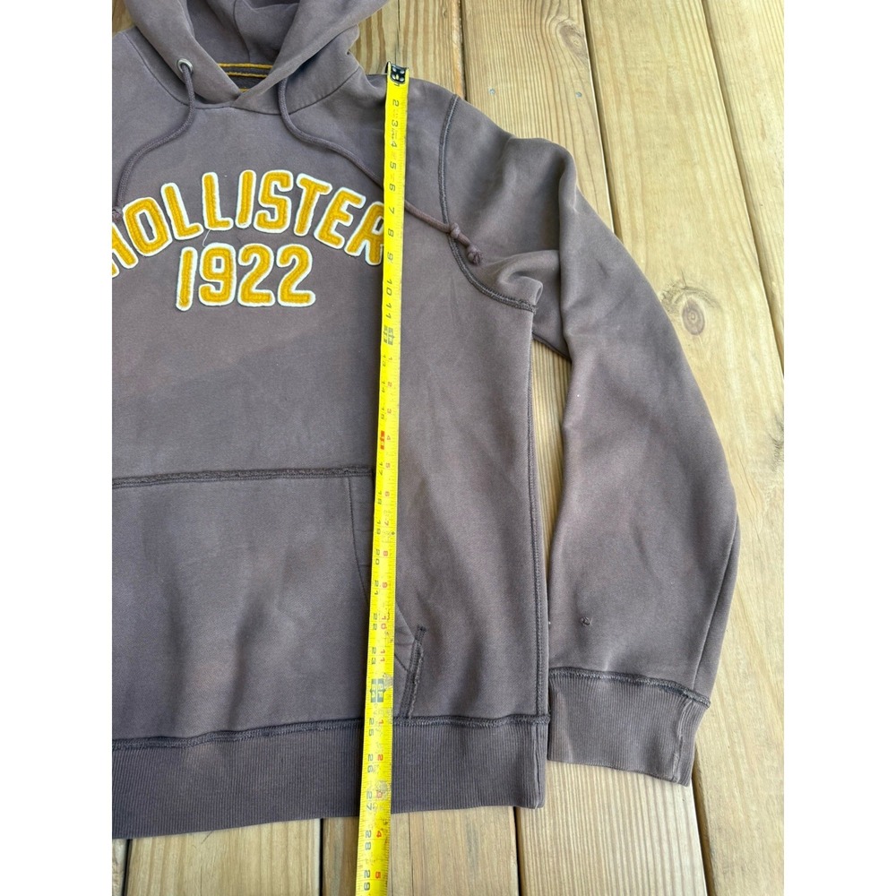 Vtg Y2K Hollister Hoodie Mens Large Brown Distressed Hoodie Embroidered - Picture 8 of 9